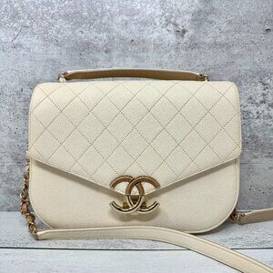 CHANEL Medium Caviar Cuba Top Handle Flap Satchel